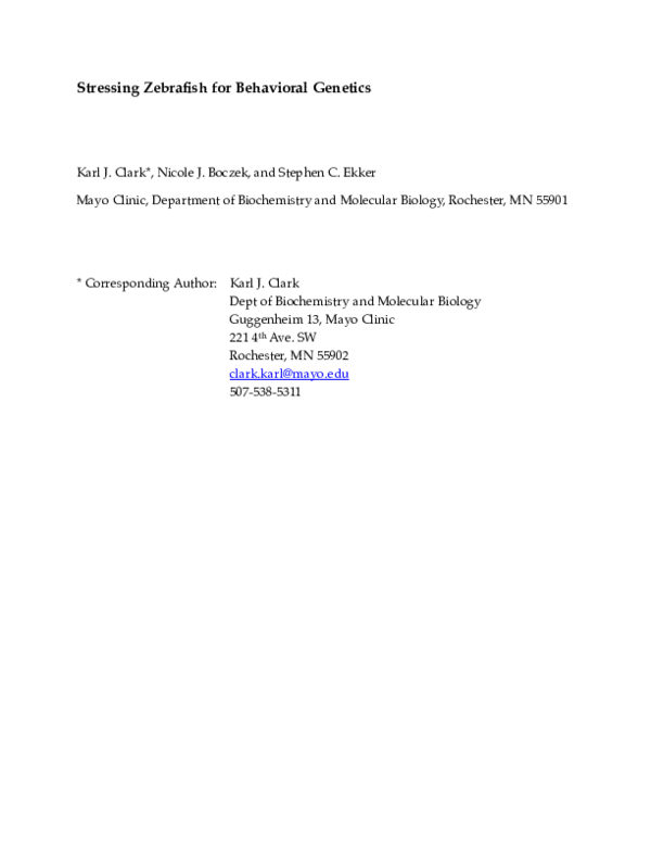 (PDF) Stressing zebrafish for behavioral genetics | Nicole Boczek