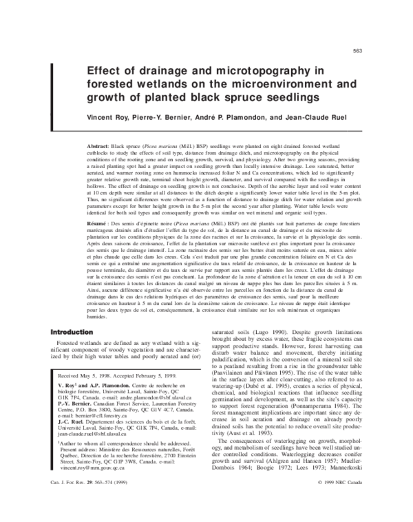 (PDF) Effect of drainage and microtopography in forested wetlands on ...