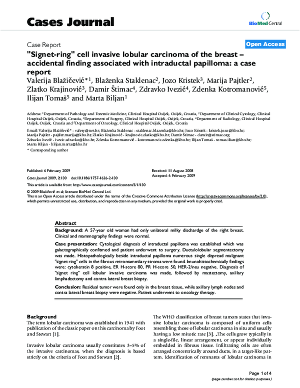 (PDF) Signet-ring" cell invasive lobular carcinoma of the breast ...