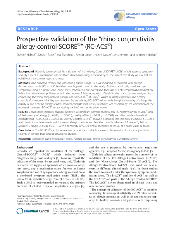 (PDF) Prospective validation of the 