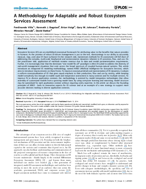 (PDF) A Methodology for Adaptable and Robust Ecosystem Services