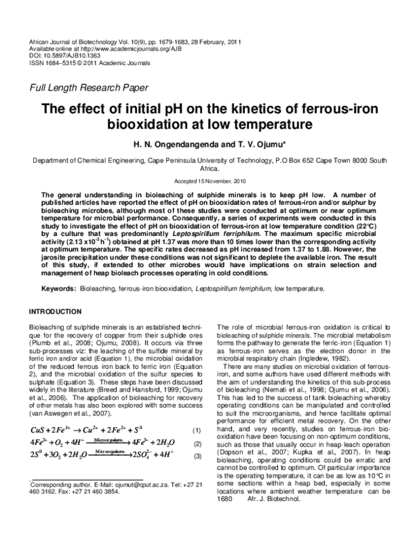 (PDF) The effect of initial pH on the kinetics of ferrous-iron ...