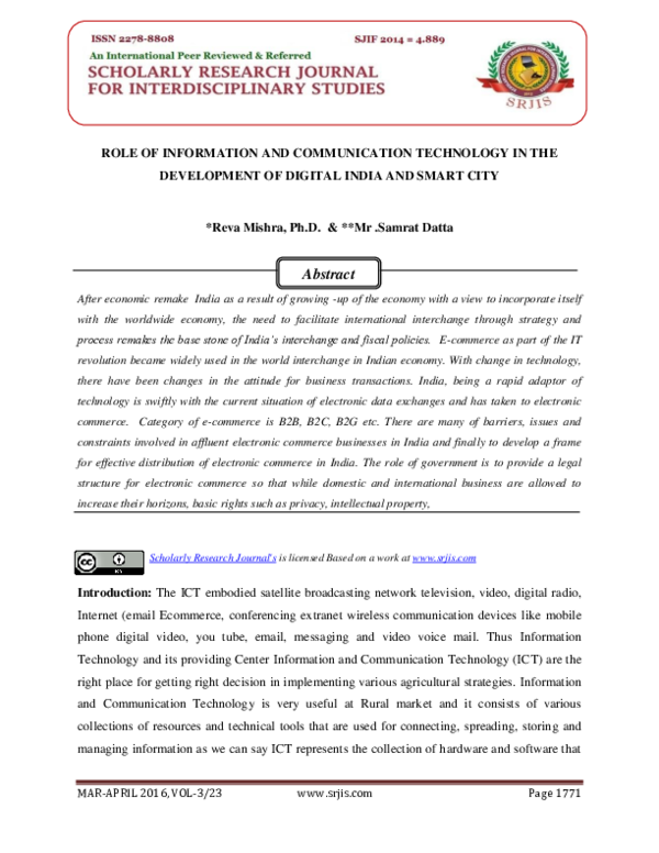 (PDF) ROLE OF INFORMATION AND COMMUNICATION TECHNOLOGY IN THE ...