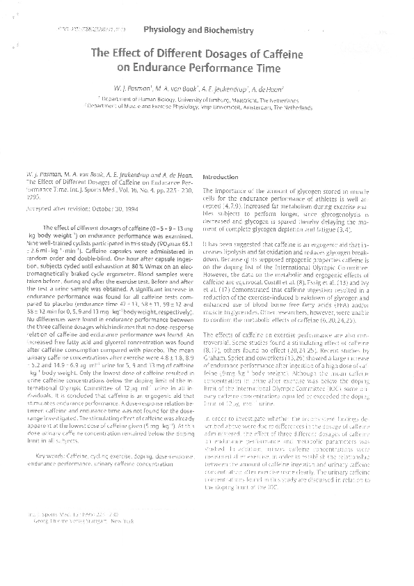 (PDF) The effect of different dosages of caffeine on endurance ...