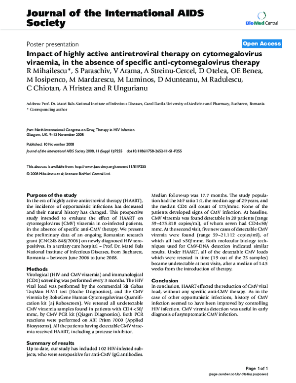(PDF) The impact of highly active antiretroviral therapy on HIV ...