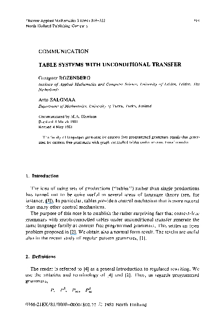 (PDF) Table systems with unconditional transfer