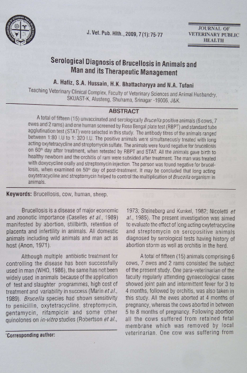 (PDF) Serological Diagnosis of Brucellosis in animals and man and its ...