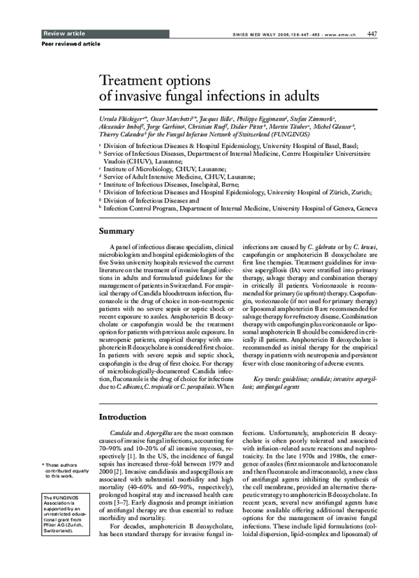 (PDF) Treatment options of invasive fungal infections in adults