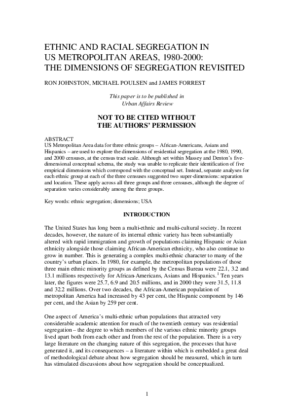 (PDF) The dimensions of residential segregation Nancy Denton