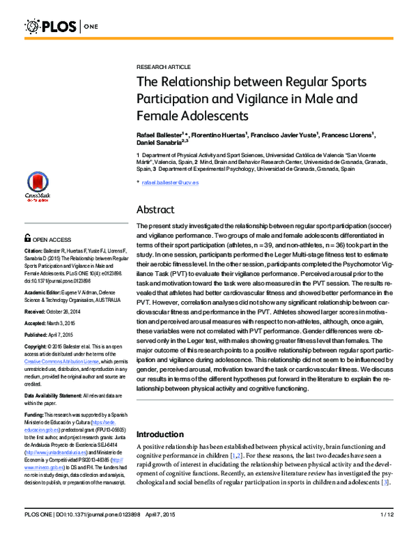 (PDF) The Relationship between Regular Sports Participation and ...