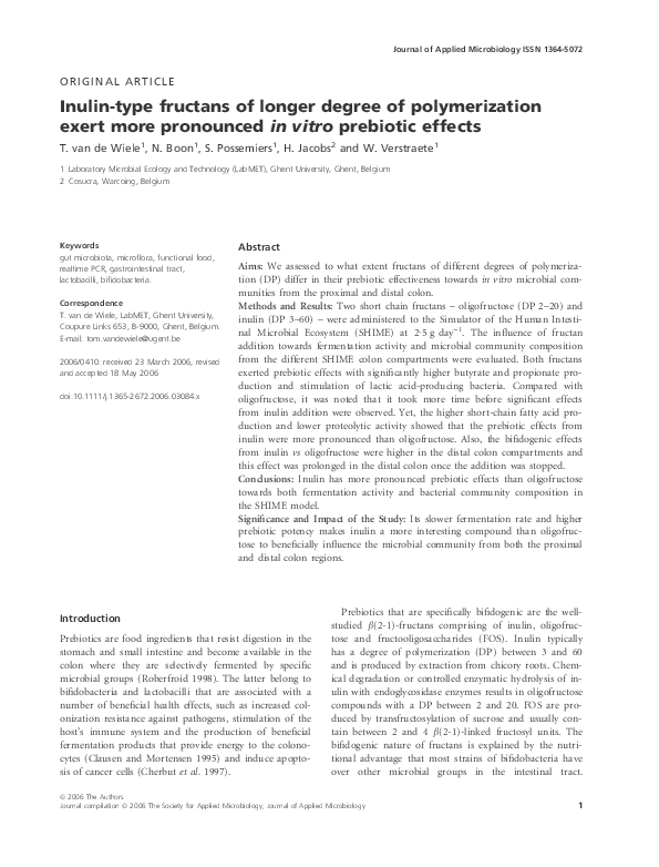 (PDF) Inulin-type fructans of longer degree of polymerization exert ...