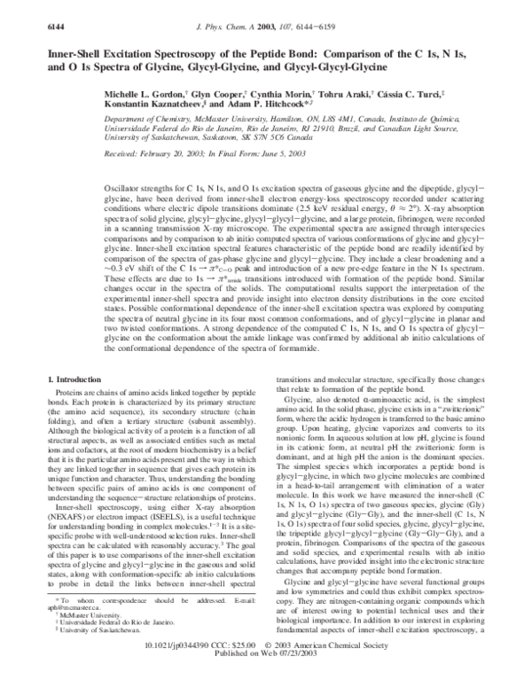 (PDF) Inner-Shell Excitation Spectroscopy of the Peptide Bond ...