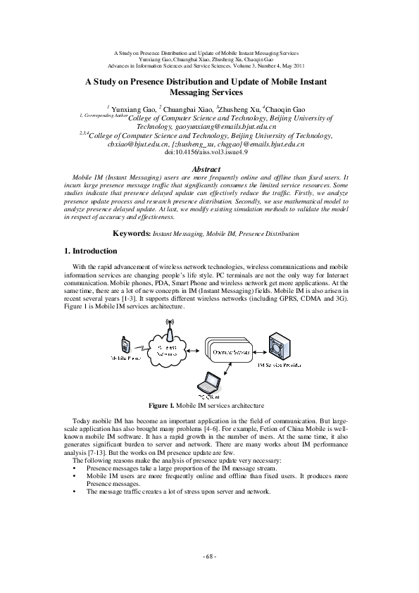(PDF) A Study on Presence Distribution and Update of Mobile Instant ...