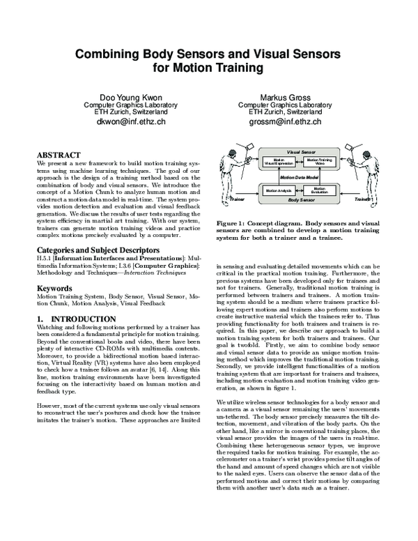 (PDF) Combining body sensors and visual sensors for motion training