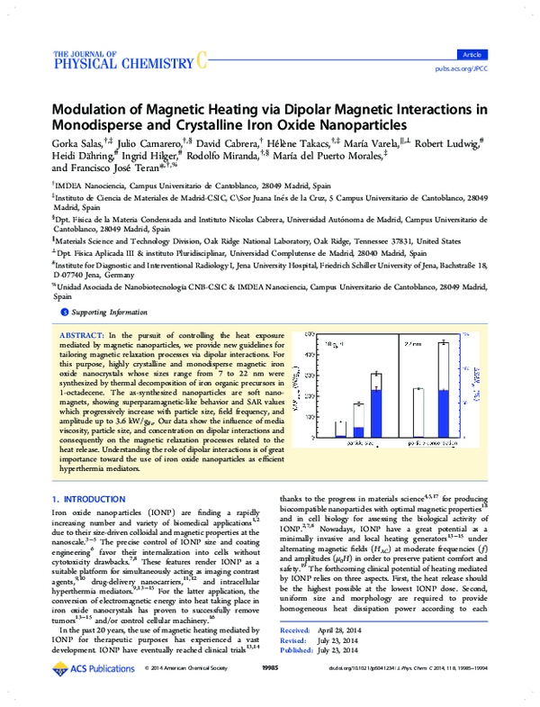 (PDF) Modulation of Magnetic Heating via Dipolar Magnetic Interactions ...