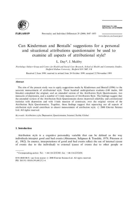 (PDF) Can Kinderman and Bentalls' suggestions for a personal and ...