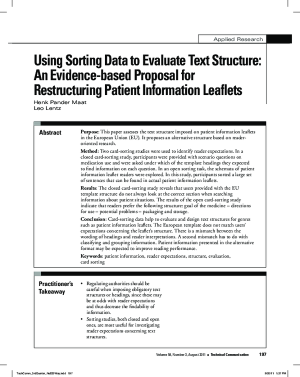 (PDF) Using Sorting Data to Evaluate Text Structure: An Evidence-based ...