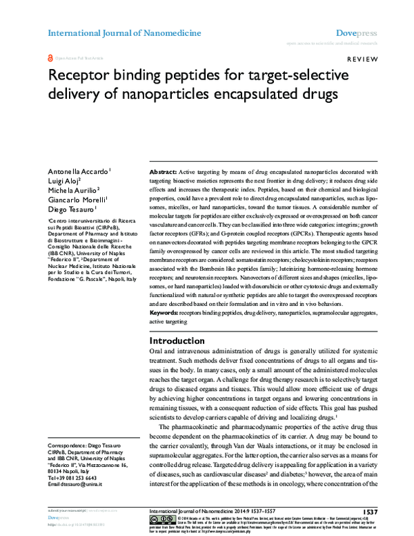 (PDF) Receptor binding peptides for target-selective delivery of ...