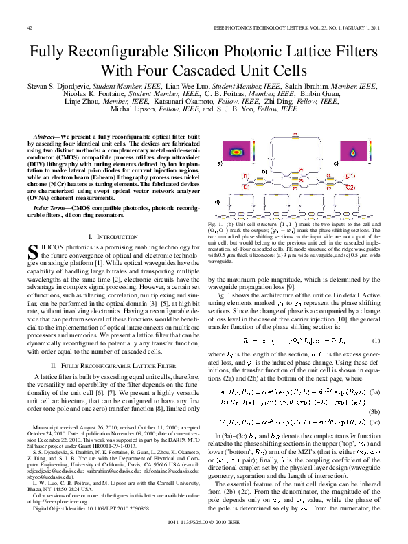 (PDF) Fully Reconfigurable Silicon Photonic Lattice Filters With Four ...