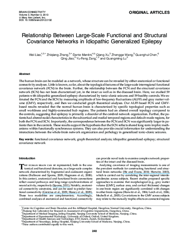 (PDF) Relationship Between Large-Scale Functional and Structural ...