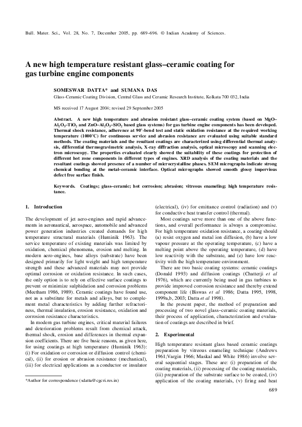 (PDF) A New High Temperature Resistant GlassCeramic Coating Material