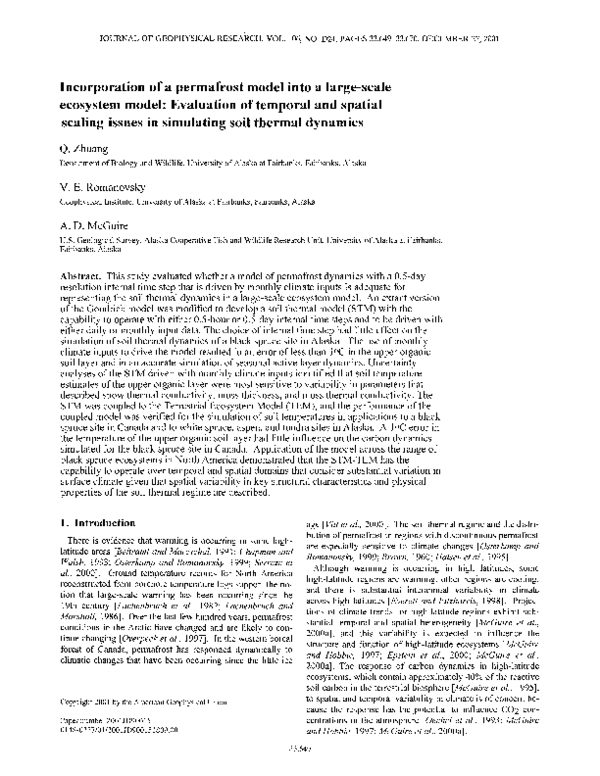 (PDF) Incorporation of a permafrost model into a large-scale ecosystem ...