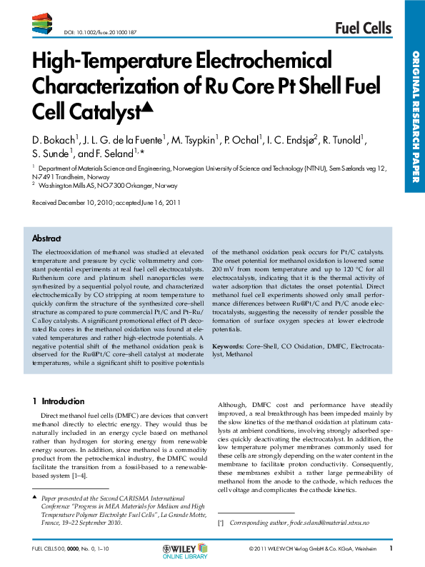 (PDF) HighTemperature Electrochemical Characterization of Ru Core Pt