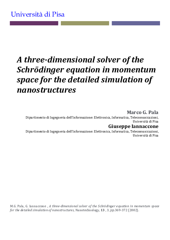 (PDF) A three-dimensional solver of the Schrödinger equation in ...