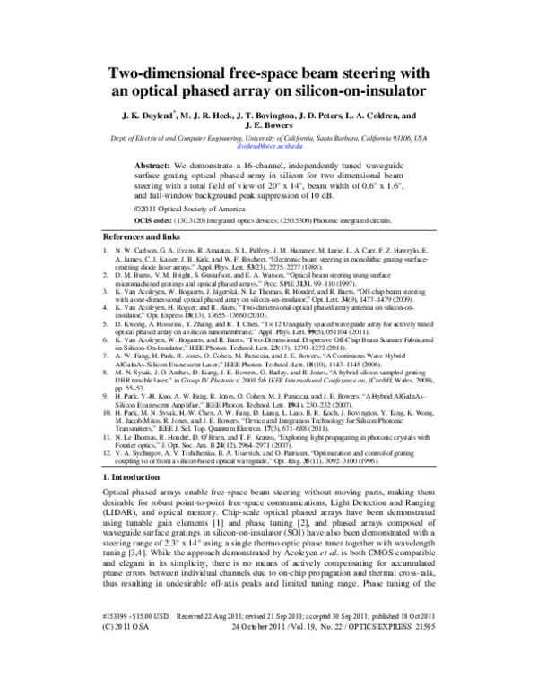 (PDF) Two-dimensional free-space beam steering with an optical phased ...