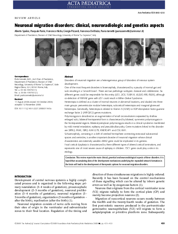 (PDF) Neuronal migration disorders: clinical, neuroradiologic and ...