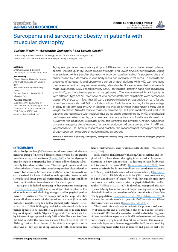 (PDF) Sarcopenia and Sarcopenic Obesity in Patients with Muscular Dystrophy