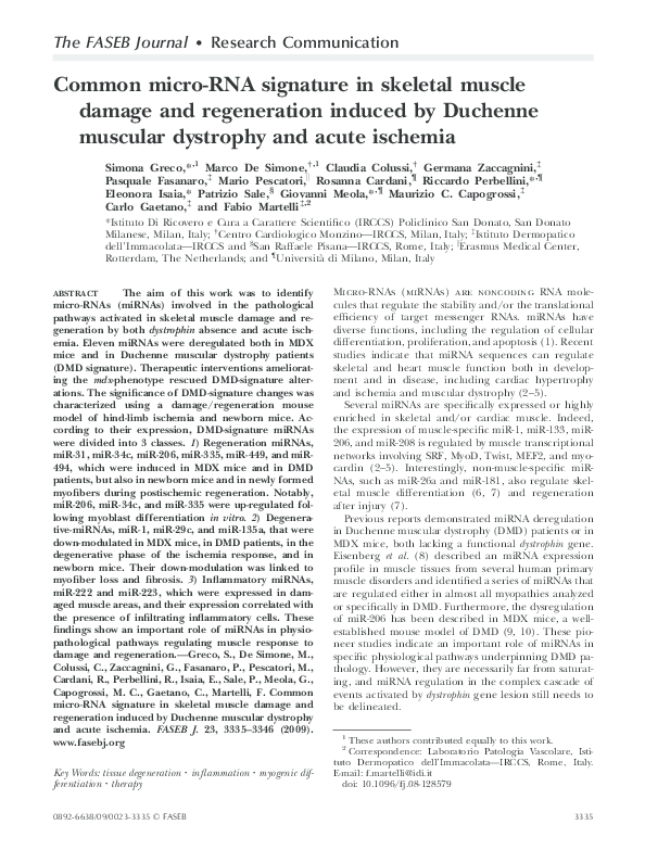 (PDF) Common micro-RNA signature in skeletal muscle damage and ...