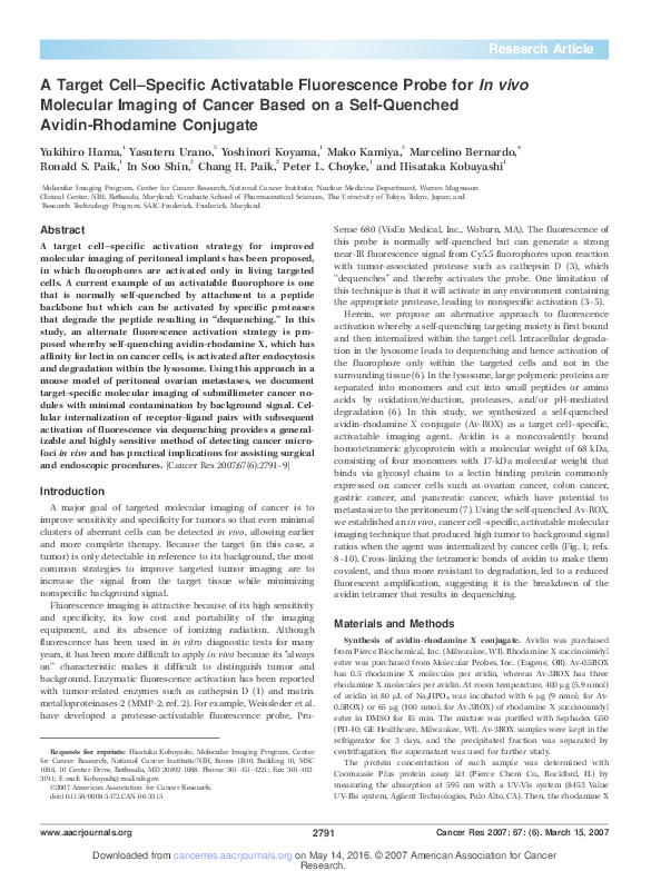 (PDF) A Target Cell-Specific Activatable Fluorescence Probe for In vivo ...