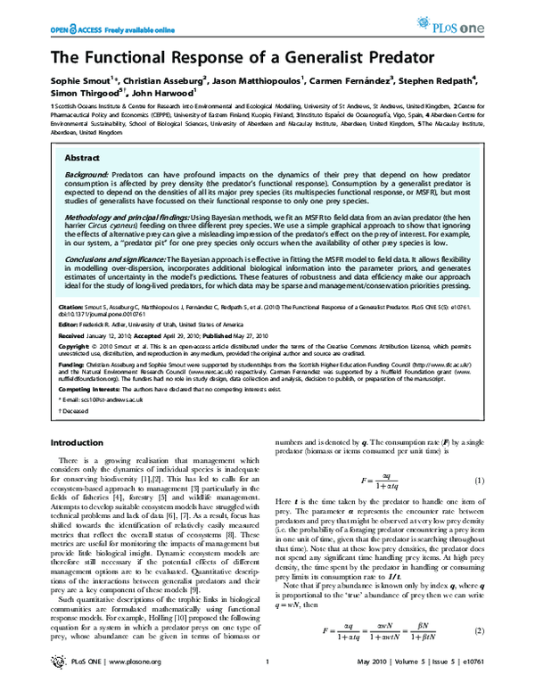 (PDF) The Functional Response of a Generalist Predator