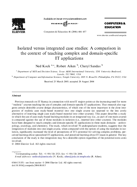 (PDF) Isolated versus integrated case studies: A comparison in the ...