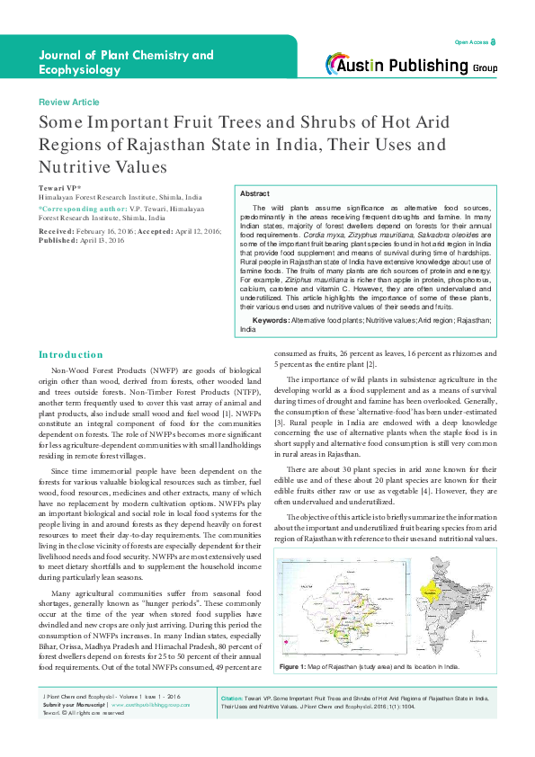(PDF) Some Important Fruit Trees and Shrubs of Hot Arid Regions of