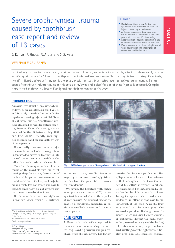 (PDF) Severe oropharyngeal trauma caused by toothbrush – case report ...