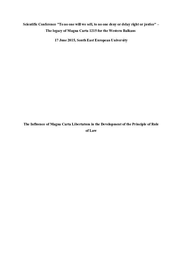 (DOC) The Influence of Magna Carta Libertatum in the Development of the ...