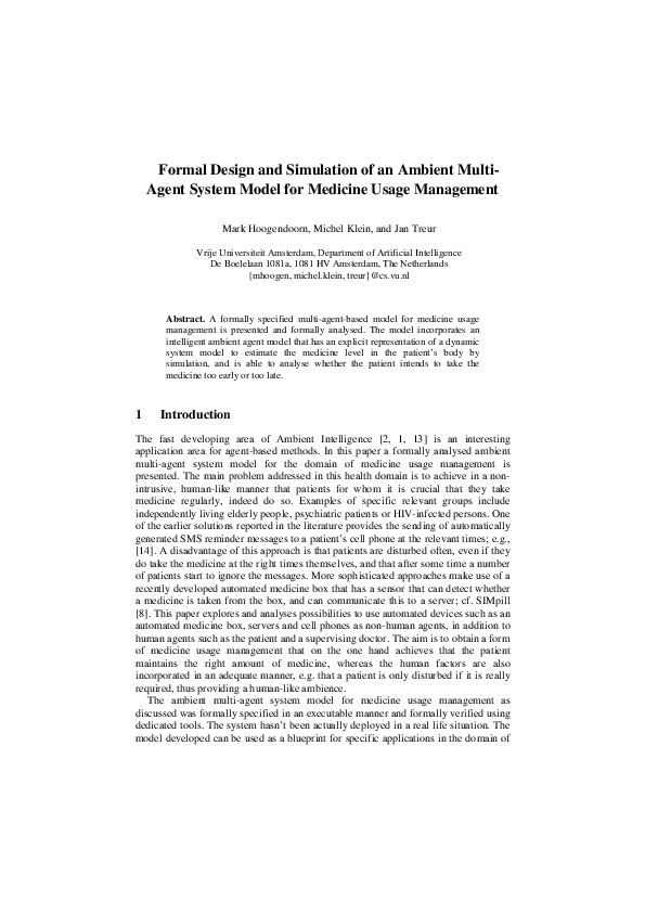 (PDF) Formal Design and Simulation of an Ambient Multi-agent System ...