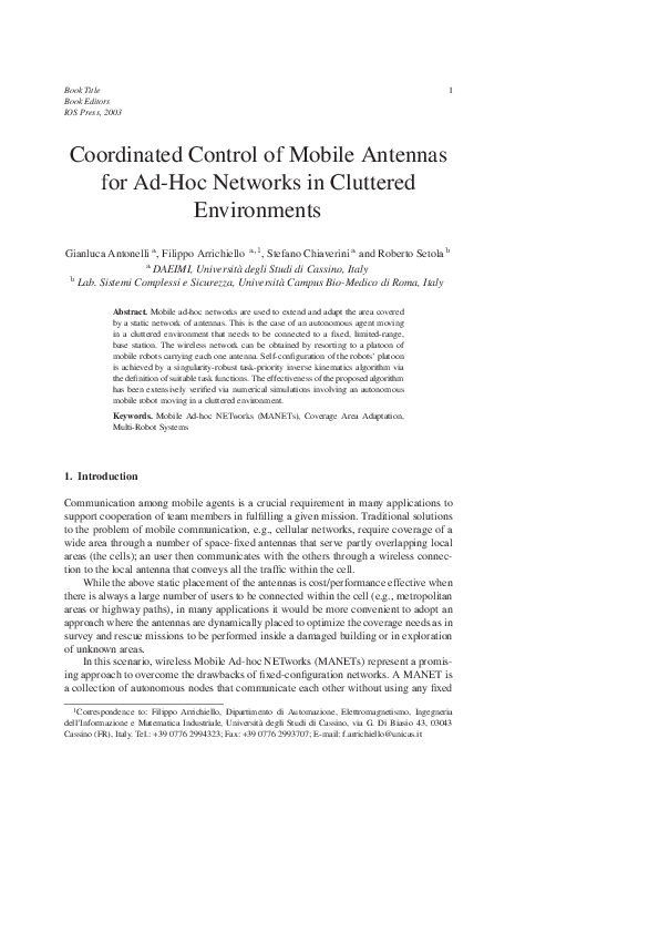 (PDF) Coordinated control of mobile antennas for ad hoc networks