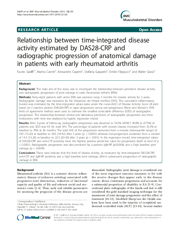 (PDF) Relationship between time-integrated disease activity estimated ...