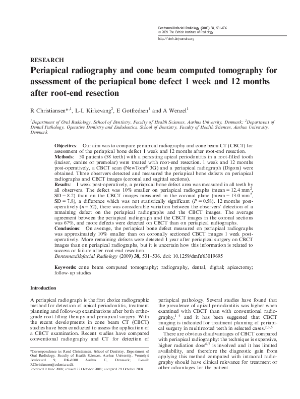 (PDF) Periapical radiography and cone beam computed tomography for ...