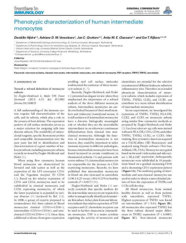 (PDF) Phenotypic Characterization of Human Intermediate Monocytes