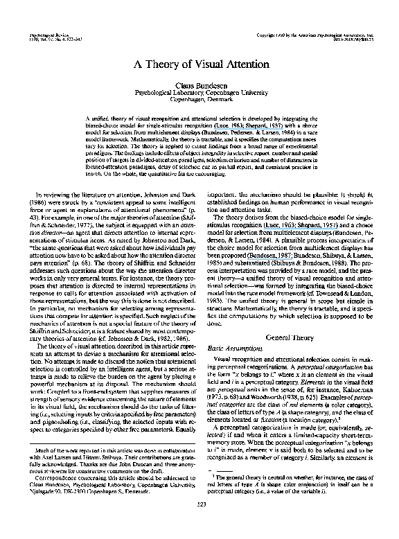 (PDF) A theory of visual attention