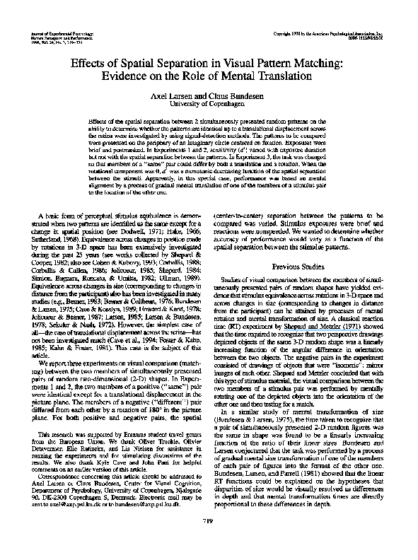 (PDF) Effects of spatial separation in visual pattern matching ...