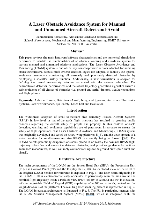(PDF) A Laser Obstacle Avoidance System for Manned and Unmanned ...