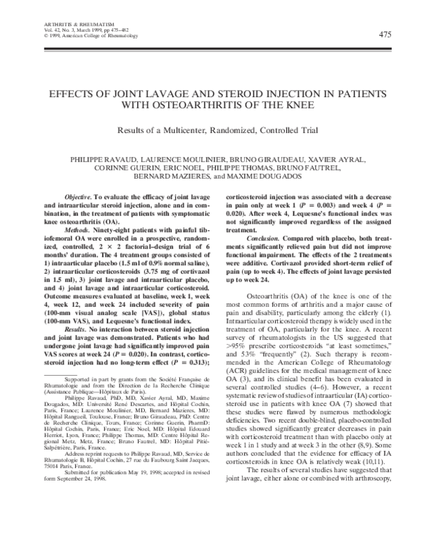 (PDF) Effects of joint lavage and steroid injection in patients with ...