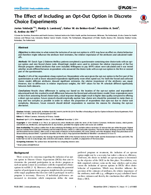 (PDF) The Effect of Including an Opt-Out Option in Discrete Choice ...