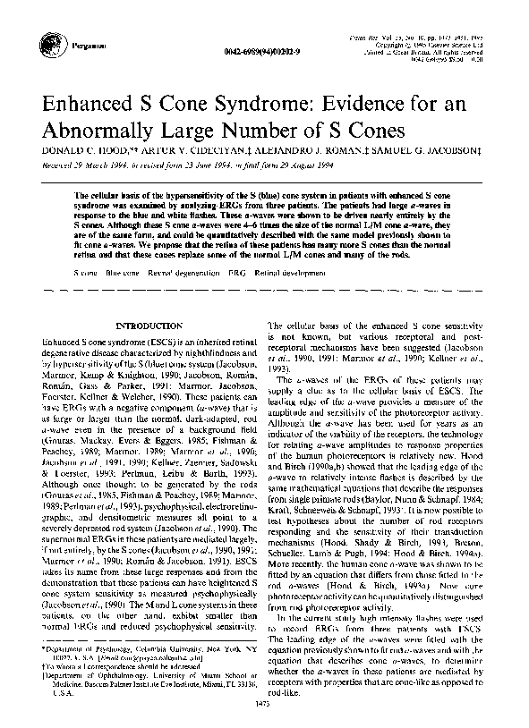 (PDF) Enhanced S cone syndrome evidence for an abnormally large number