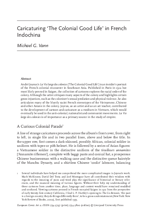 Pdf Caricaturing The Colonial Good Life In French - 